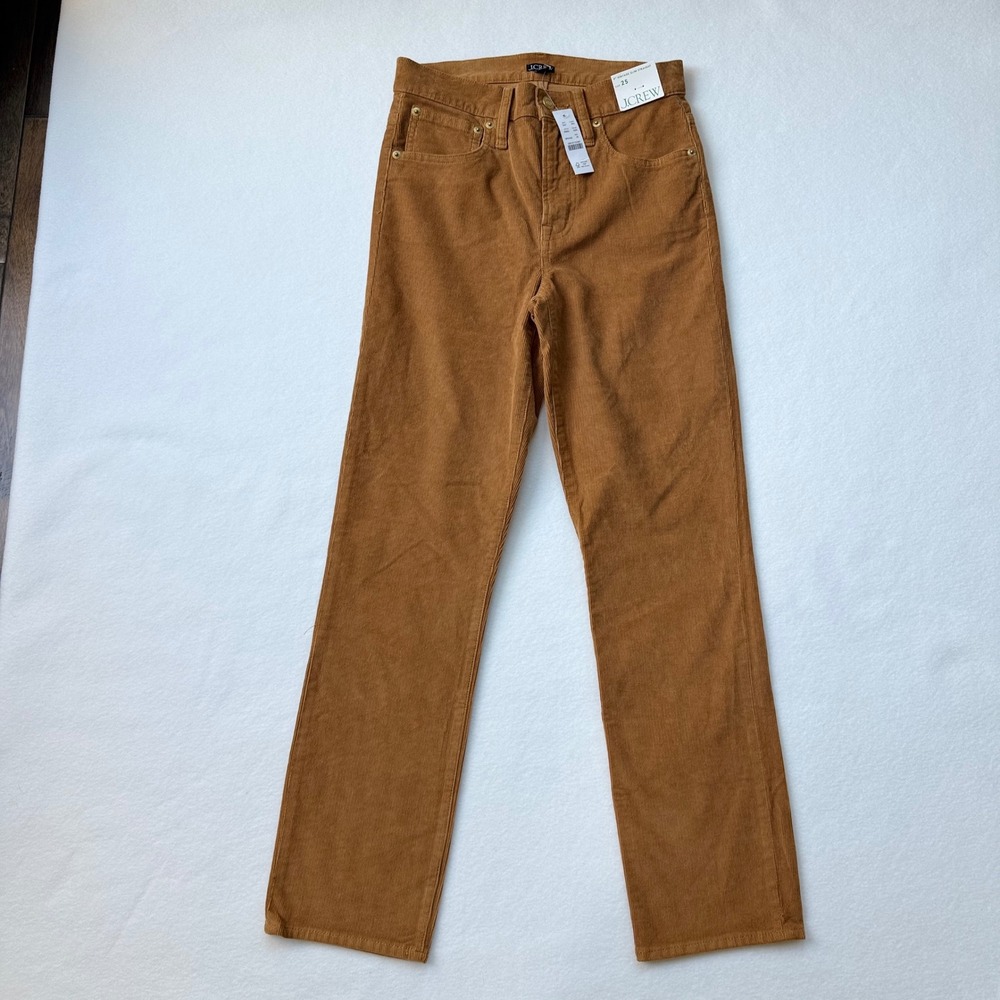 J.Crew Vintage Slim Straight Pants Women 25 Brown NEW Corduroy High Rise AB651